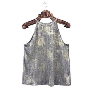 Anthropologie Moulinette Soeurs Top Metallic Gold Shine Halter High Neck Large